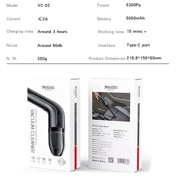 Yesido Mini Rechargeable Vacuum Cleaner Black VC02