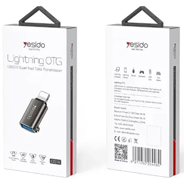 Yesido OTG Lightning To USB OTG Adapter Black